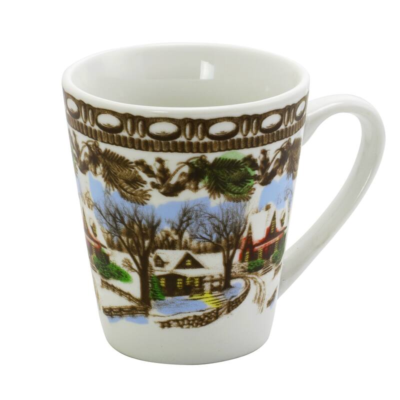 Christmas Time Winter Cabin Dinnerware Set 16 Pieces