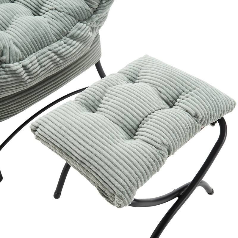 Modern Lounge Chair with Ottoman - Plush Reading Accent Chair with Footrest and Side Pocket