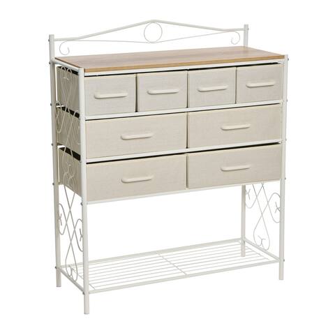Wide Dresser with Storage Rack, Victorian Metal Frame and 8 Drawers, use as Dresser, Entryway Console and More