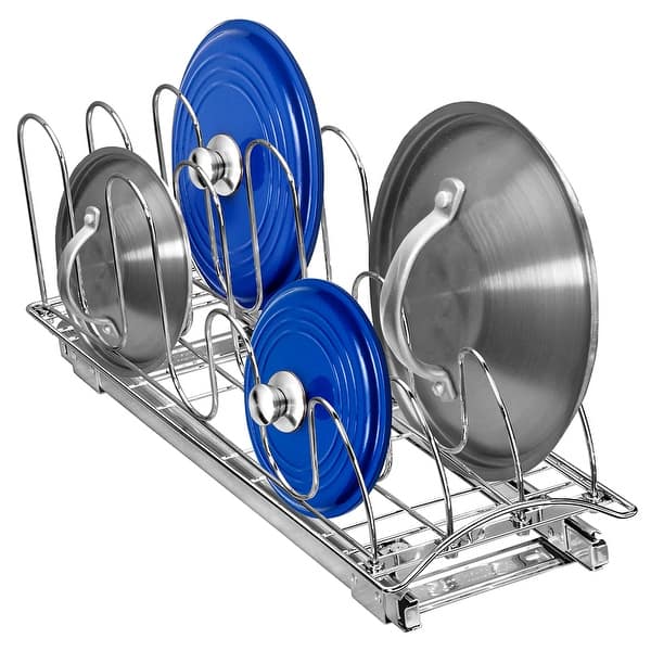 slide 2 of 6, LYNK PROFESSIONAL® Slide Out Baking Pan and Pot Lid Organizer shelf for Cabinet - 7.25” W x 21” D – Chrome
