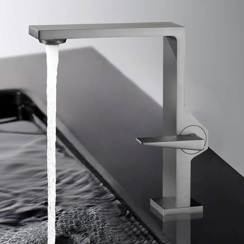 Single-Handle Deck Mounted Bathroom Faucet - Gun Grey