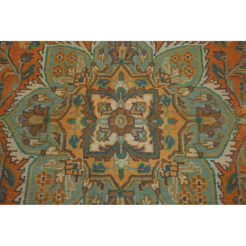 Hand Knotted Oriental 100% Wool Carpet Traditional Floral Oranges & Rust Hamedan Area Rug - 9' 6'' X 6' 6''