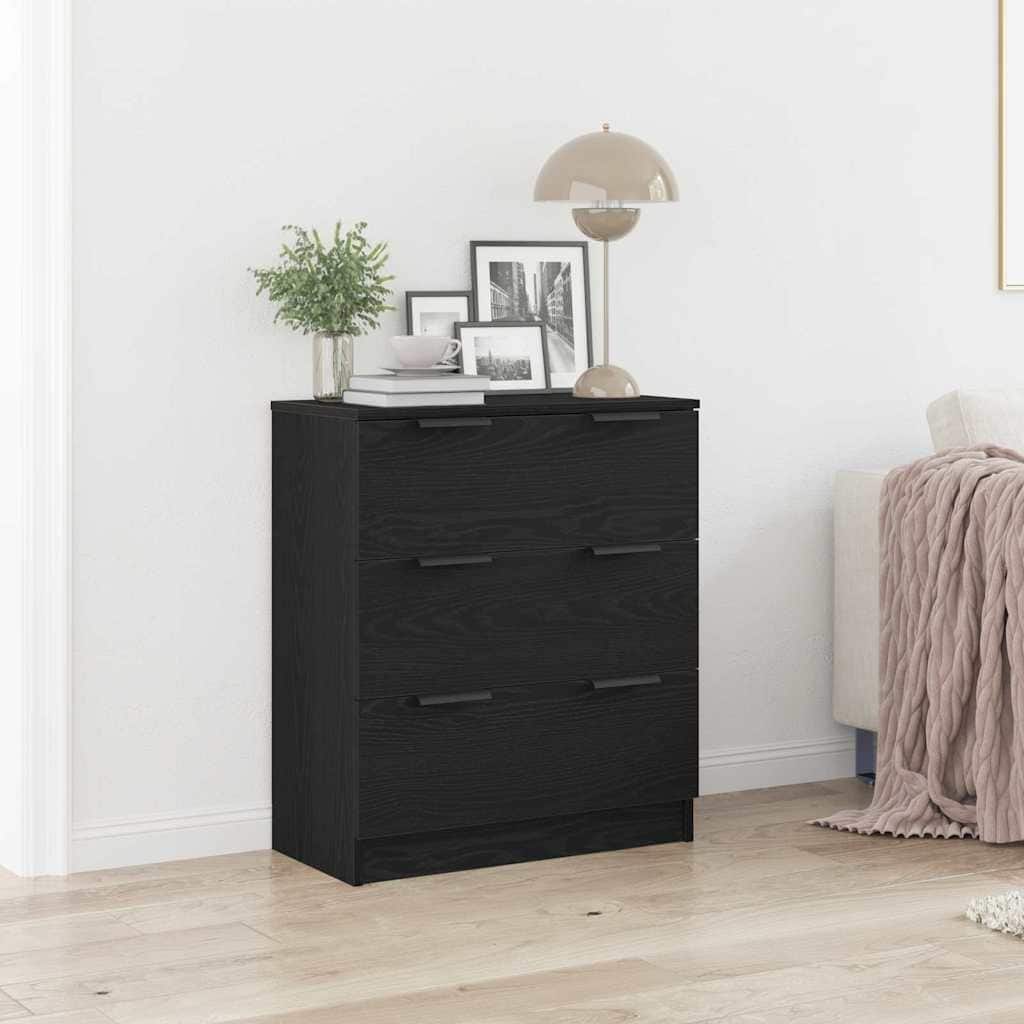 vidaXL Sideboard Black Oak 23.62 x 11.81 x 27.56 in Engineered Wood - 23.62 x 11.81 x 27.56 in