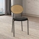 preview thumbnail 39 of 92, Leisuremod Euston Modern Velvet/Leather Dining Chair - Minimalist Wicker Back Accent Chair for Home Living Room & Kitchen Charcoal Leather