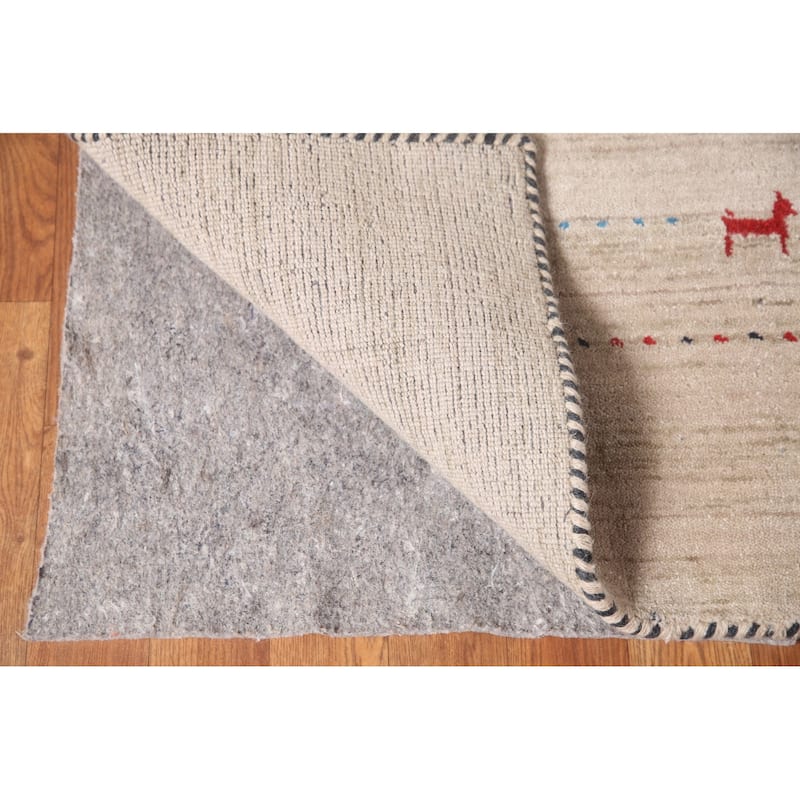 Striped Gabbeh Indian Area Rug Handmade Wool Carpet - 7'10"x 9'9"