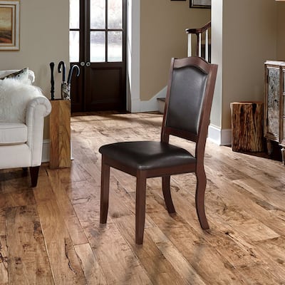 Rubber Wood Dining Chair, Set Of 2, Brown And Black - 40 H x 23 W x 20 L Inches