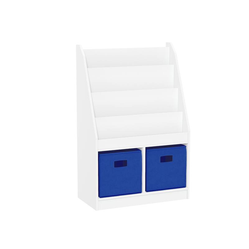RiverRidge Kids Bookshelf and Toy Storage Organizer with 4 Racks and 2 Cubbies for Playroom, Nursery