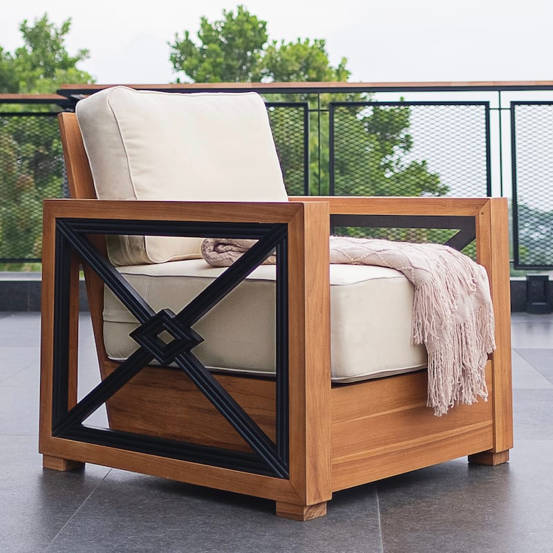 Cambridge Casual Provence Modern Teak Outdoor Club Chair - Ivory