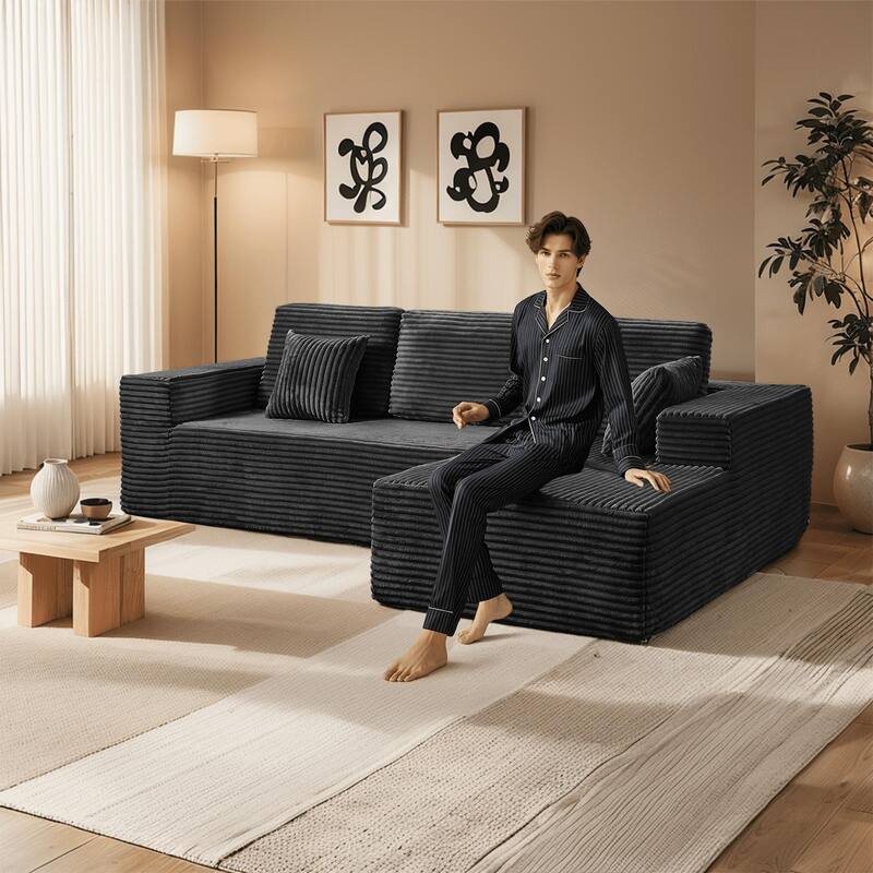 Indoor 108" Oversized Loveseat Sofa Lounge Chair with Fluffy Comfy Cloud Couch - 1 Set