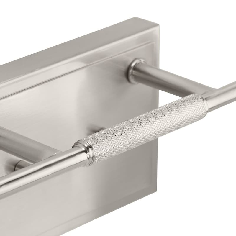 Spenser Collection Two-Light Brushed Nickel Industrial Vanity Light - 15.62 in x 5.5 in x 7.62 in
