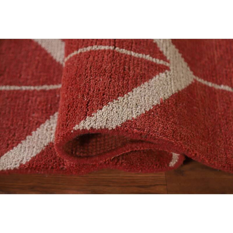 Hand Knotted Oriental 100% Wool Carpet Modern All-Over Red Gabbeh Area Rug - 7' 11'' X 4' 11''