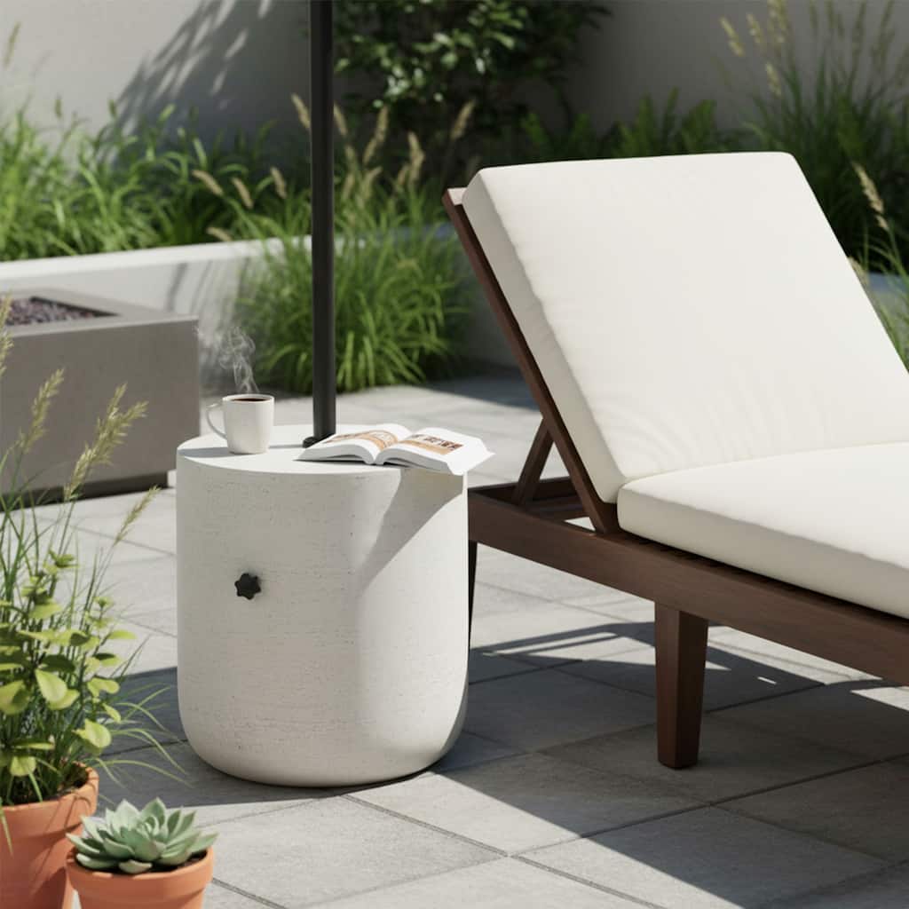 Christopher Knight Home - Modern Outdoor MGO Side Table Umbrella Base with Sand-Filling Design, Lime White Industrial Finish