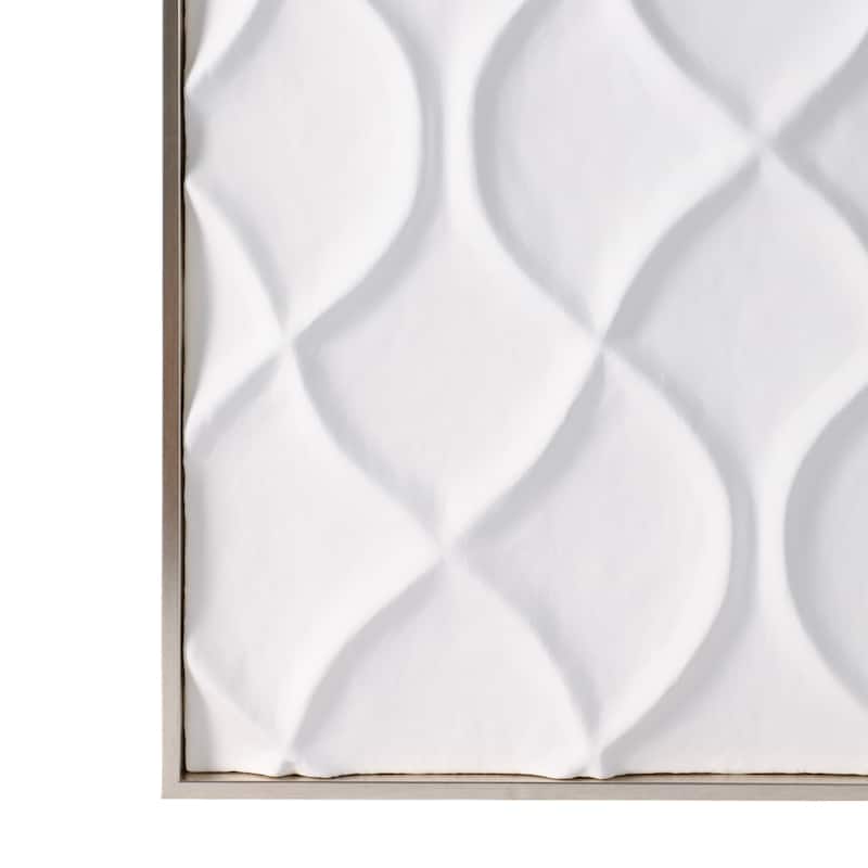 Modern Plaster Wall Decor with Geometric Design - Set of 2, 40", White