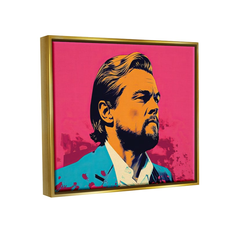 Stupell Pop Style Leonardo DiCaprio Framed Floater Canvas Wall Art Design by Birch&Ink