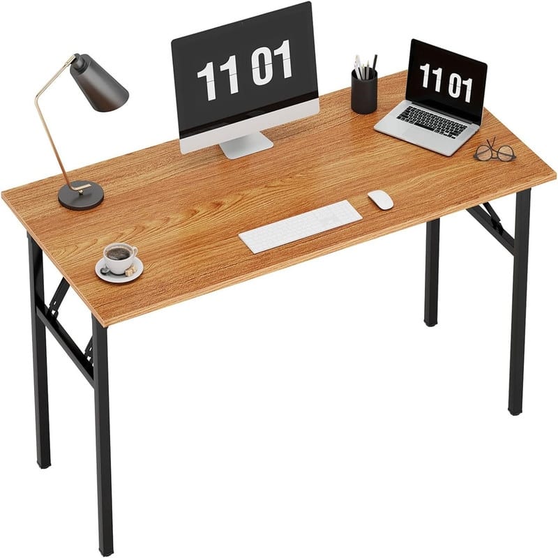 Home Office Desk 47 inches - 23.6"D x 47.2"W x 29.5"H - Teak & Black