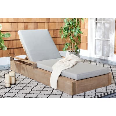 SAFAVIEH Couture Margrett Wood Chaise Lounge Chair - 37 In W x 78 In D x 15-34 In H - 37Wx78Dx15-34H