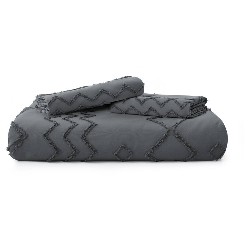 Clipped Jacquard Geometric Duvet Cover & Pillowcase Set