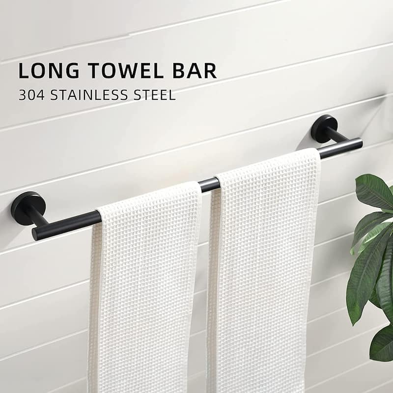 8-Piece Wall Mount Bathroom Hardware Set 23'' Bathroom Towel Bar Toilet Paper Holder Robe Hooks Stainless Steel Accessories Set