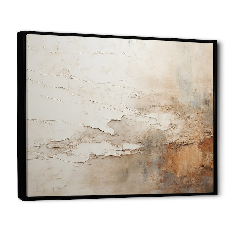 Designart "Beige And Brown Paint Fusion" Abstract Painting Framed Wall Art Living Room