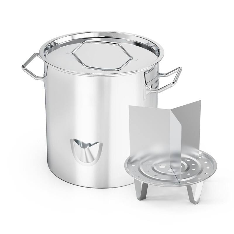 Stainless Steel Steamer Pot With Water Fill Spout, Divider And Rack - 24 QT