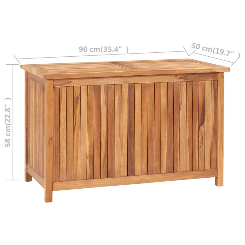 vidaXL Patio Storage Box 35.4"x19.7"x22.8" Solid Teak Wood