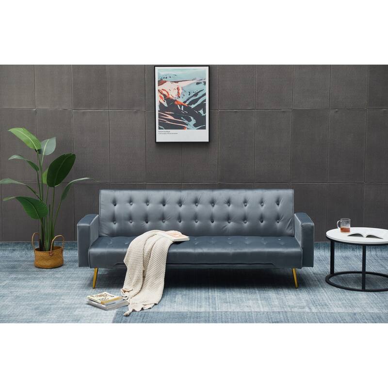 Dark Gray Solid Wood+MDF Sofa Bed for Small Spaces