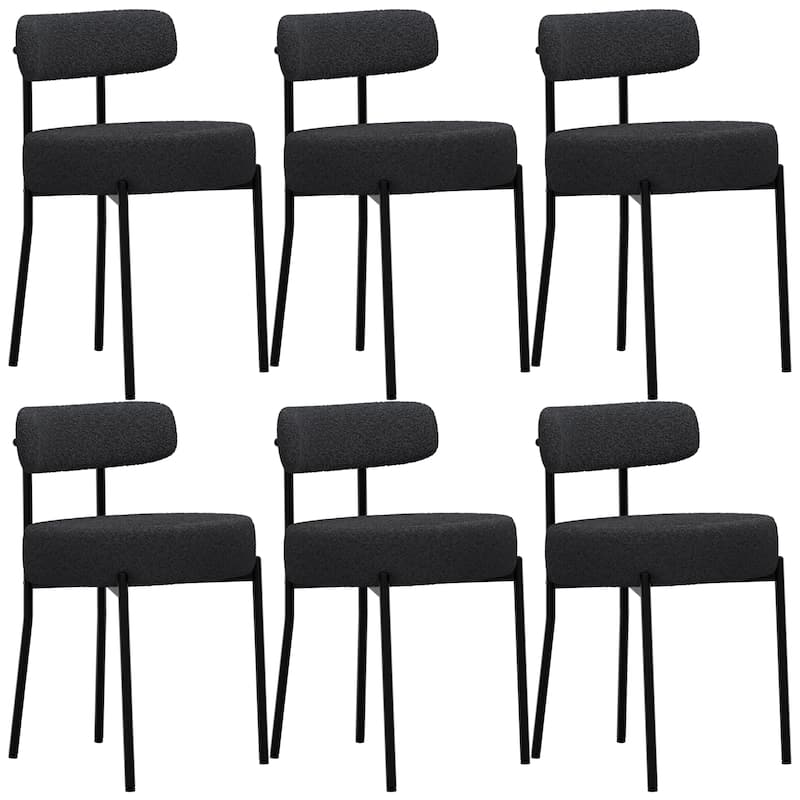 XINMICS Upholstered Boucle Dining Chairs with Black Metal Legs