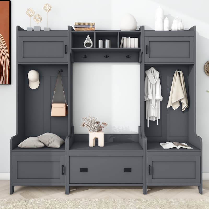 4in1 Multiple Functions Hallway Coat Rack with Seven Metal Black