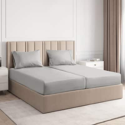 CGK Linens 4 Piece Solid Deep Pockets Microfiber, Easy-Fit Bed Sheet Set