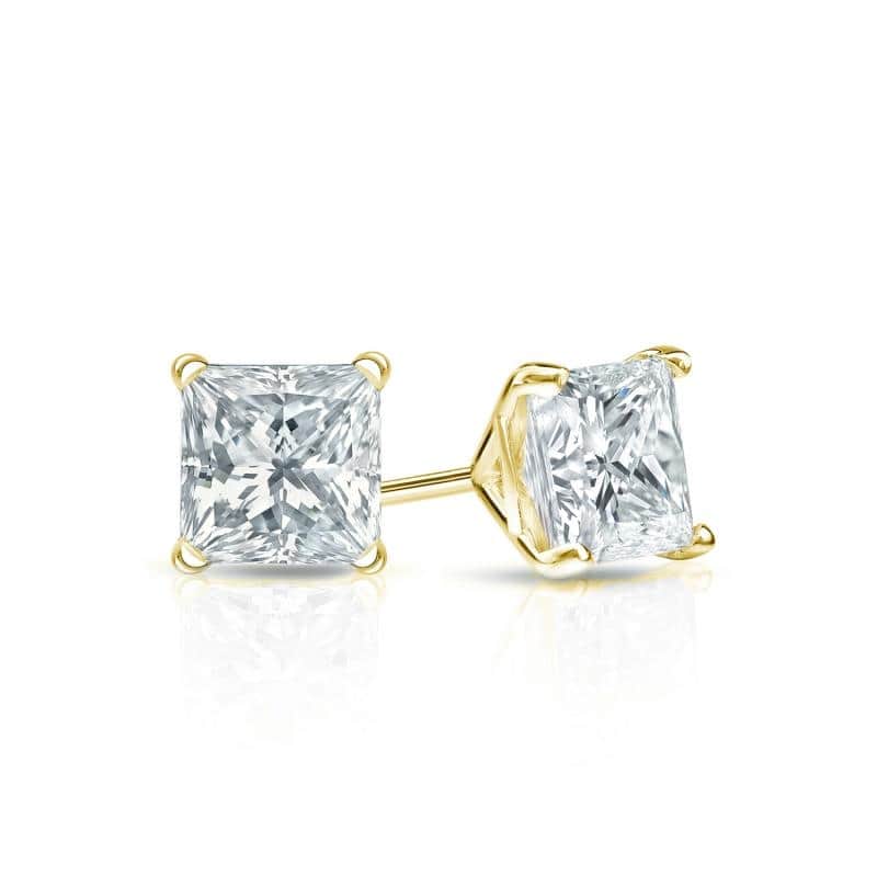 Auriya 18-karat Gold Lab Grown 0.50 carat TDW Princess Diamond Stud Earrings 4-Prong Martini Screw-back