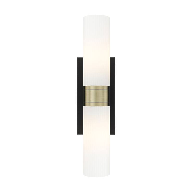 Innovations Lighting Ballston Urban - 2 Light 8" Wall-Mounted Bath Vanity Light - Striped White/Black Antique Brass