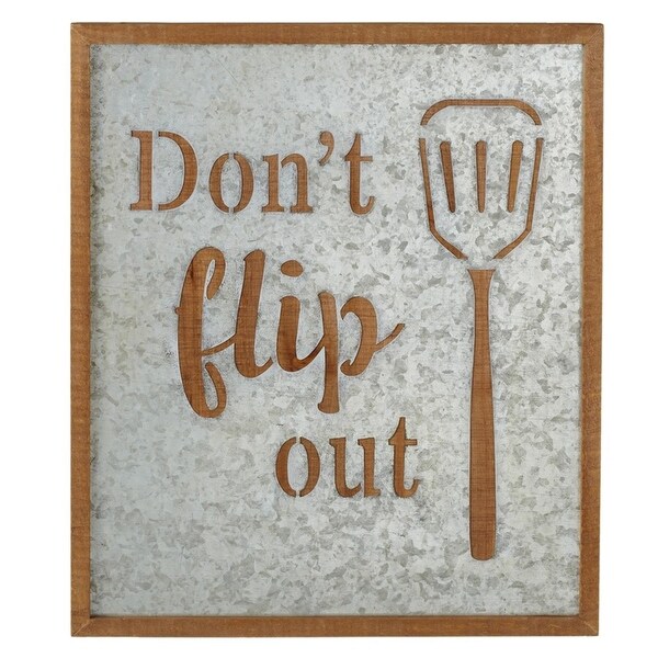 shop set of 2 brown "don't flip out" layered galvanized wooden wall
