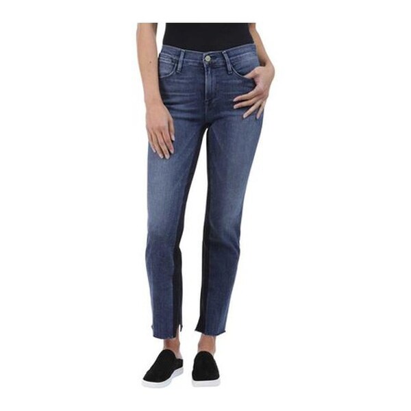 frame le high straight raw edge jeans