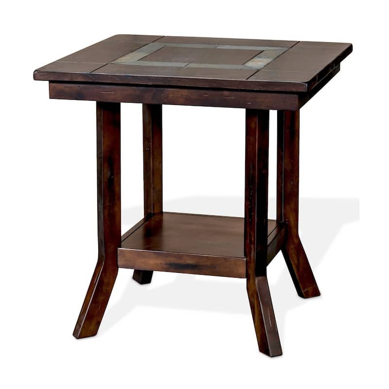 24.5 in. Mahogany Rectangle Wood End Table, Sturdy Build End Side Table for Living Rooms