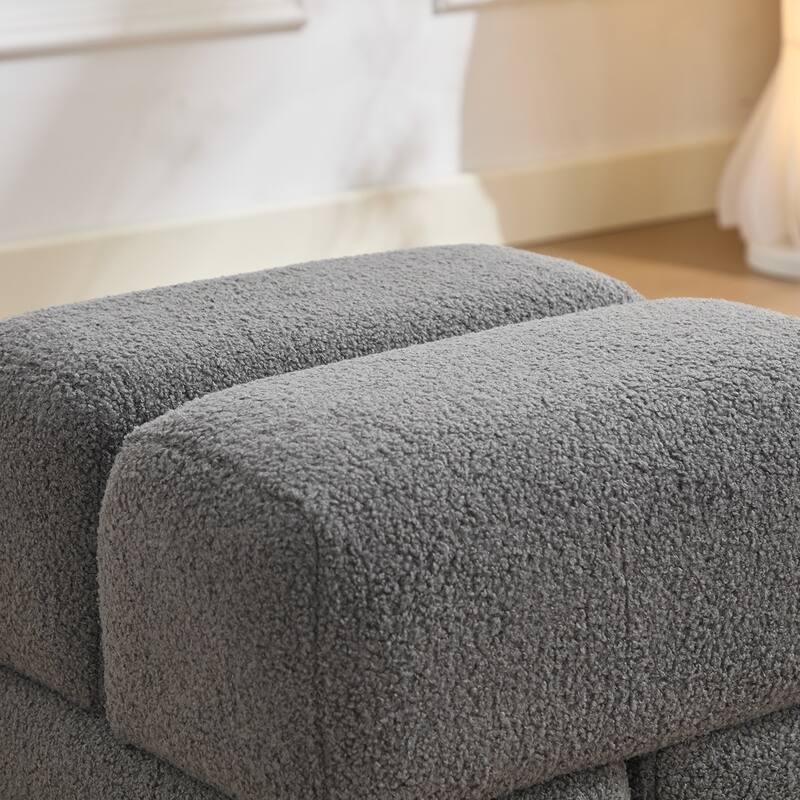 SEYNAR Modern 16.5''Faux Sherpa Square Cube Otttoman