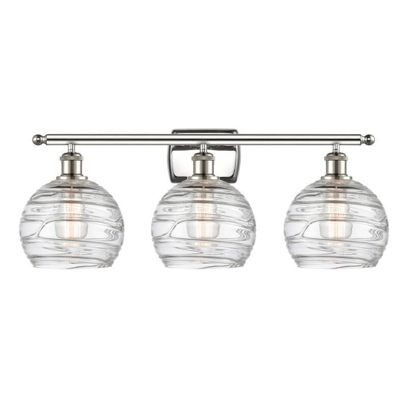 Innovations Lighting Deco Swirl 3 Light 26" Wide Bathroom Vanity Light - Polished Nickel / Clear