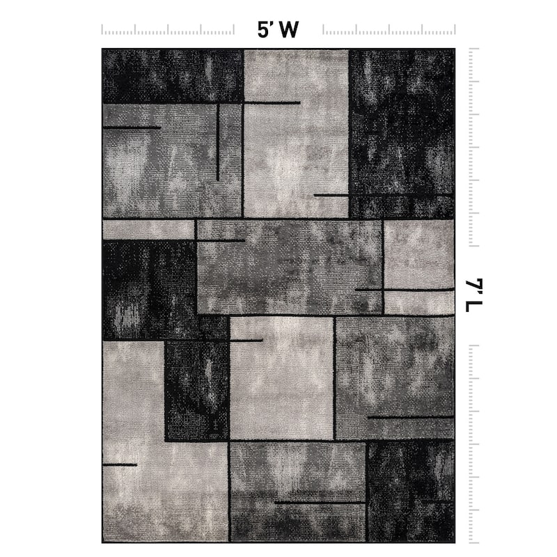 Modern Linear Area Rug for Living Room, Bedroom, or Entryway - Low Pile Indoor Rug