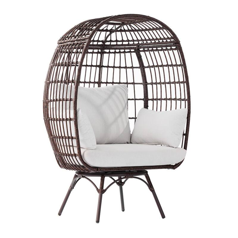 Commercial Indoor/Outdoor Wicker Swivel Lounge Chair with 4 Cushions