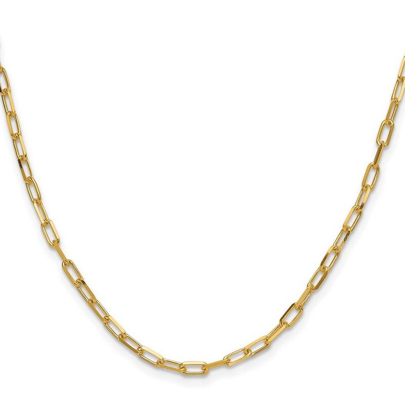 Curata 14k Yellow Gold 3mm Solid Beveled Paperclip Chain Bracelet Options: 7" 8"