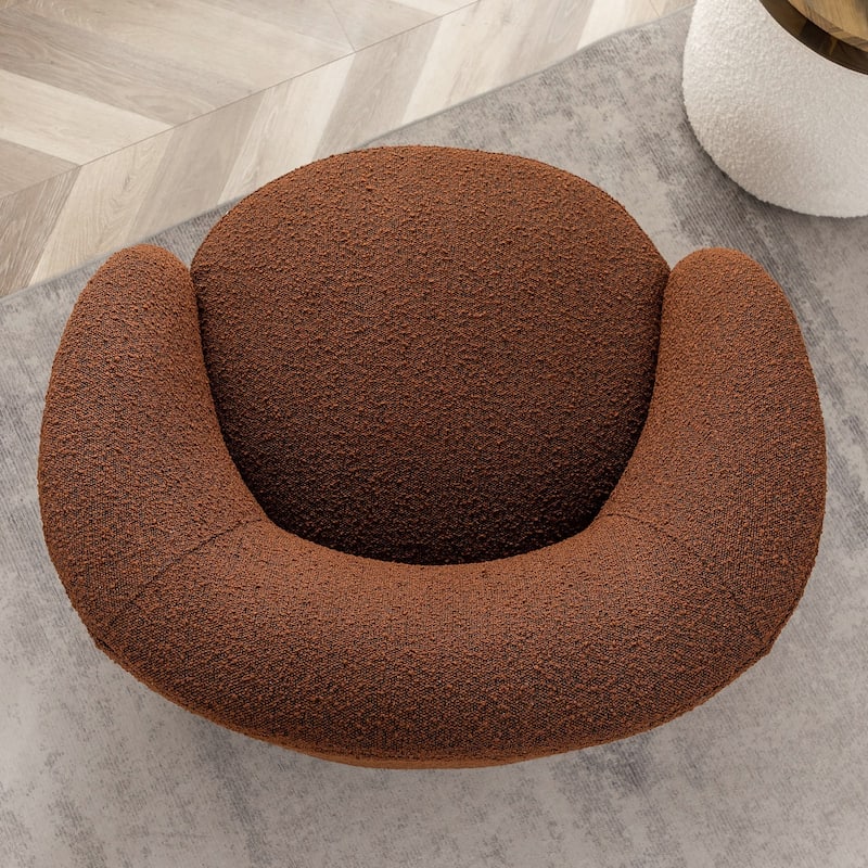 KINWELL 34" W Upholstered Boucle Swivel Barrel Accent Chair