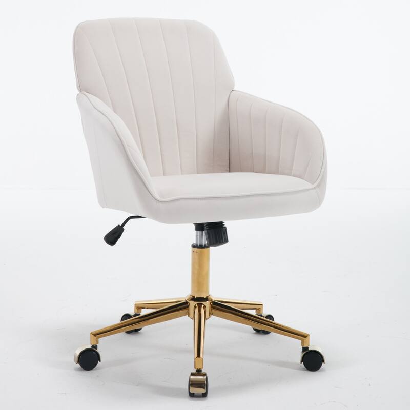 Velvet Adjustable Home Office Swivel Leisure Desk Chair with Gold Base