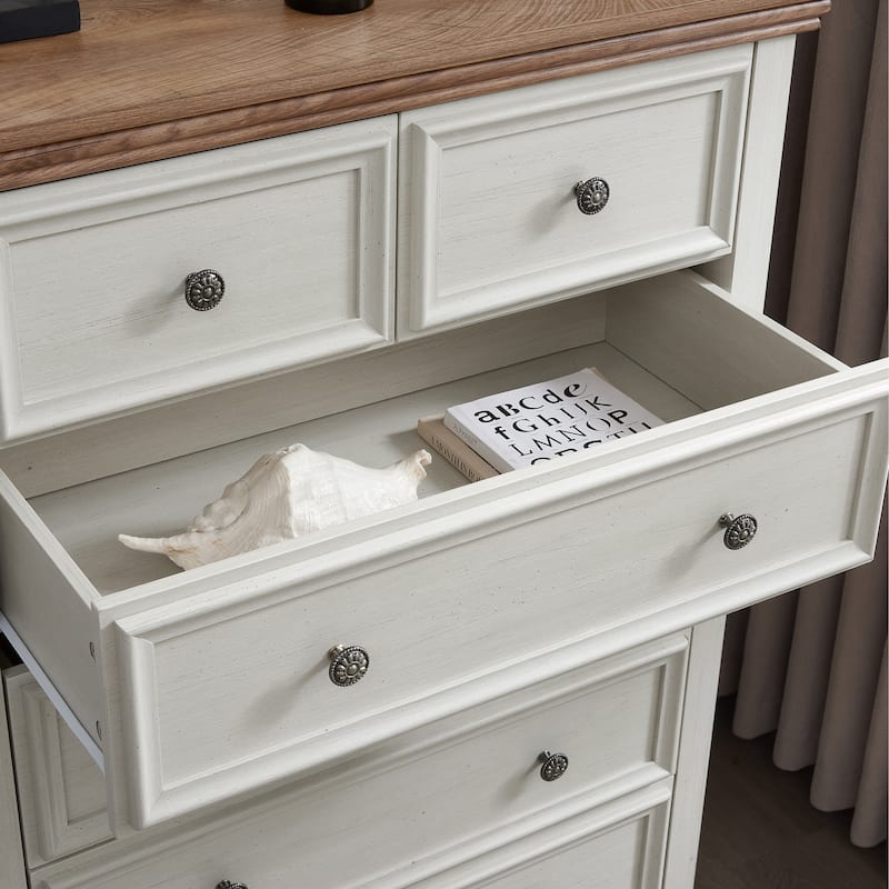 Beige Modern 6-Drawer Dresser, Closet Organizer for Living Room