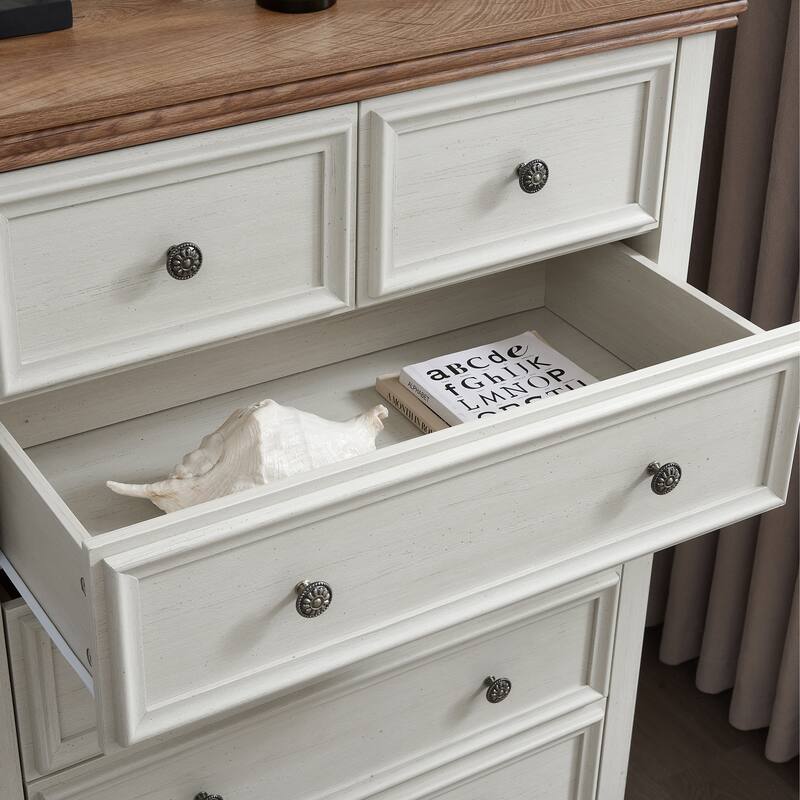 File Cabinet Sideboard Beige Cupboard Chest of Drawers with 6 Drawers