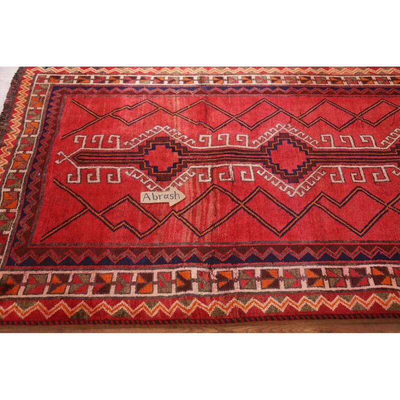 Hand Knotted Oriental 100% Wool Carpet Traditional Geometric Red Lori Area Rug - 8' 4'' X 4' 3''