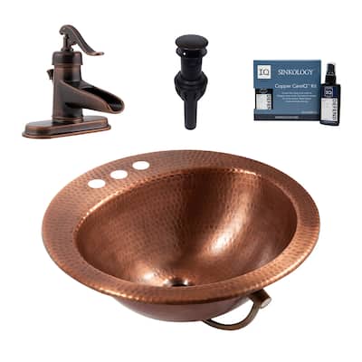 Bell Copper 19" Oval Drop-In Bath Sink with Ashfield Faucet Kit