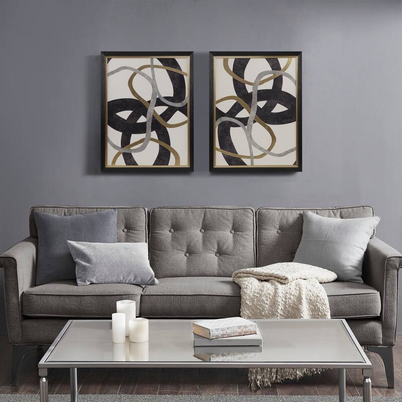 Madison Park Moving Midas Gold Foil Abstract 2-piece Framed Canvas Wall Art Set