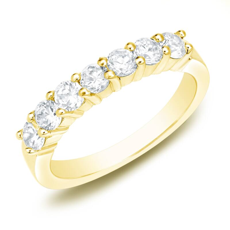 Auriya 14k Gold 3/4ctw 7-stone Diamond Wedding Band - Yellow - 4