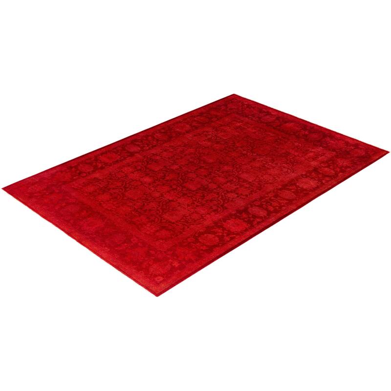 Overdyed, One-of-a-Kind Hand-Knotted Area Rug - Orange - 6' 1" x 8' 10"