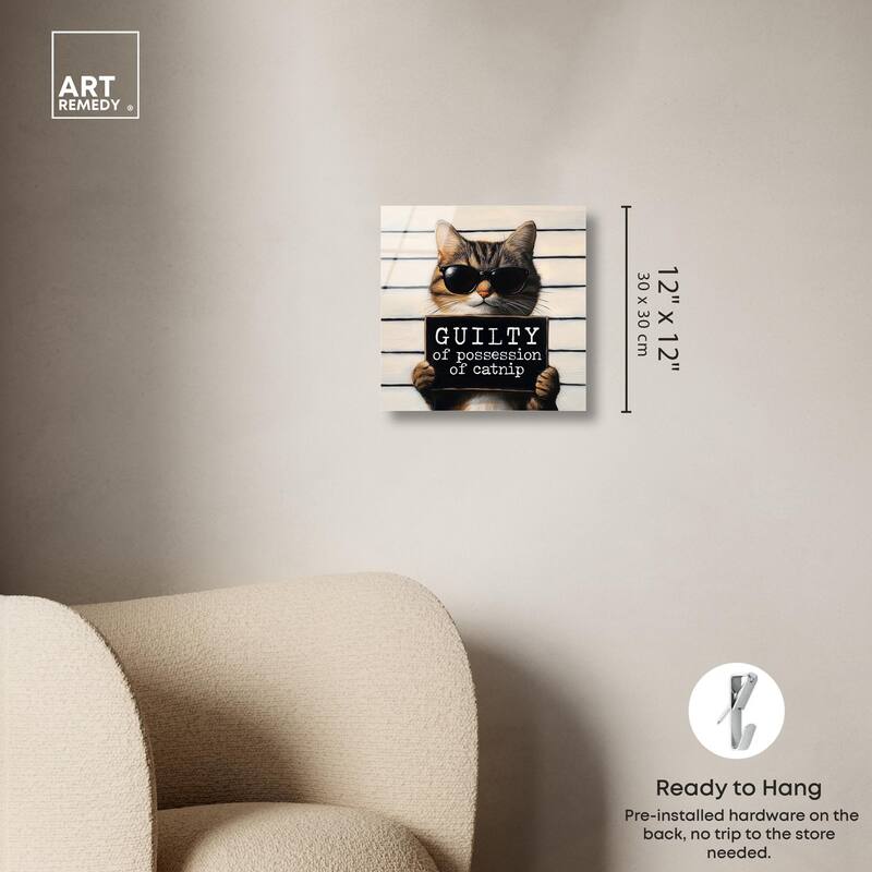 Guilty of Catnip Acrylic by Art Remedy, Ready to Hang