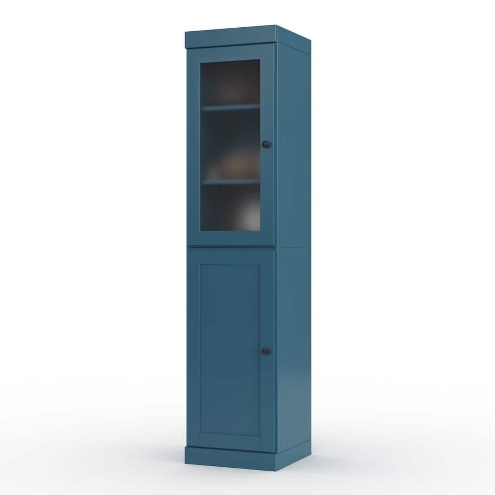 Palace Imports 100% Solid Wood 16.5" Pantry Cabinet with Frosted Glass, Shaker Doors and Adjustable Shelves